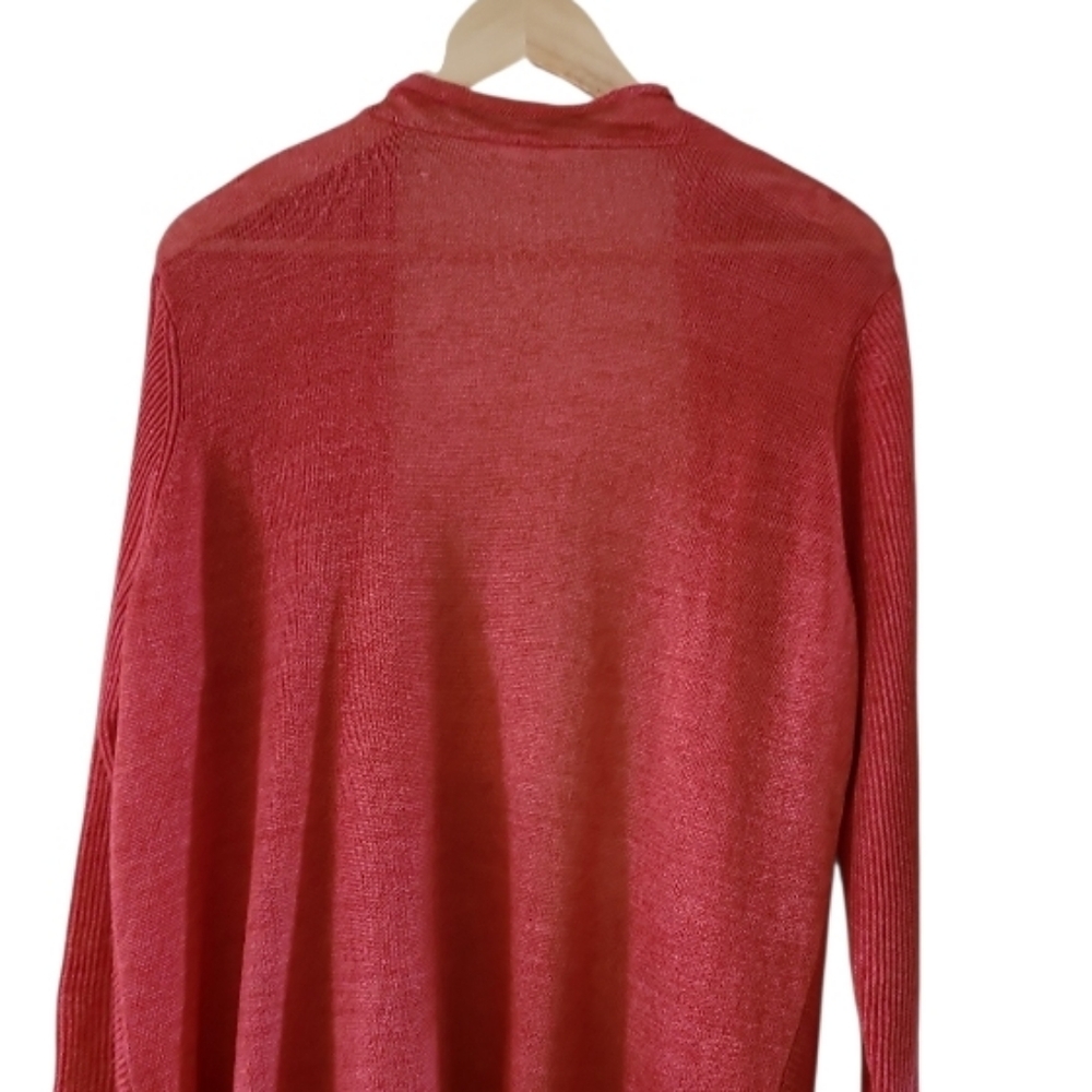 Eileen Fisher Women's 100% Linen Open Front Cardigan Salmon Pink Orange Size 1X - Picture 10 of 16